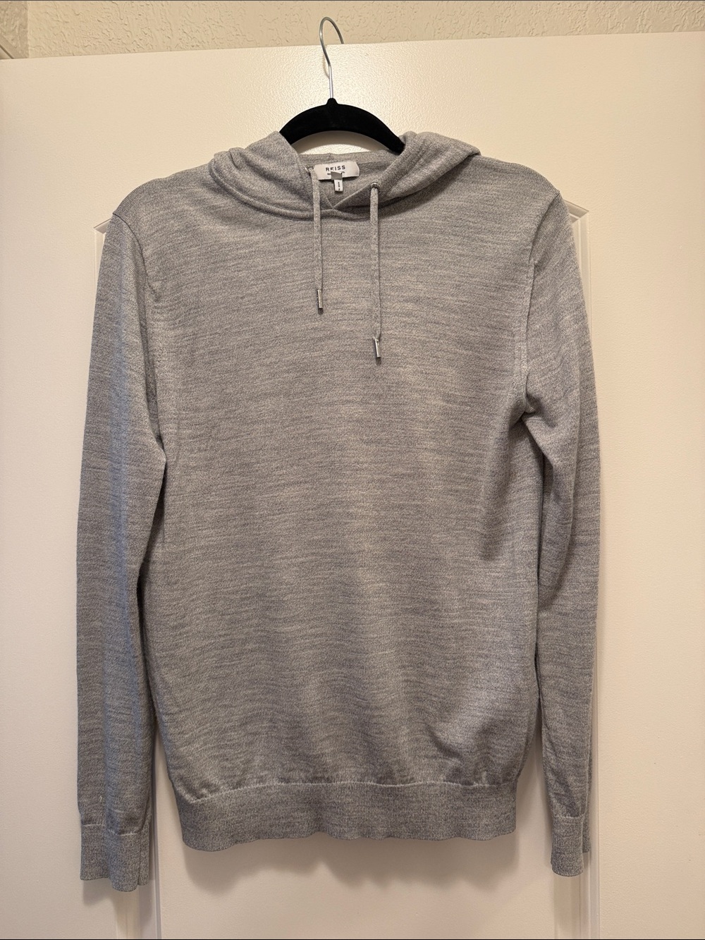 Reiss Light Gray Merino Wool Hoodie
